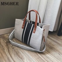 MSGHER Women Canvas Bags Famous Brands Handbag Casual Female Bag Trunk Tote Ladi - £34.82 GBP
