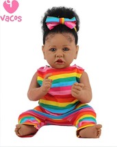 VACOS 20&quot; Lifelike Reborn Baby Doll Black Girl African American Soft Vinyl Toy - £46.46 GBP