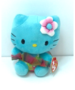 Sanrio Blu Hello Kitty Beanie Baby Plush Stuffed Animal Kawaii Hawaiian ... - $12.86