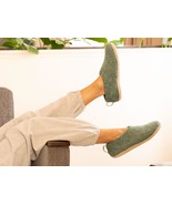 Jungle Green Indoor Shoes with Leather Sole - Handmade, Comfortable, Uni... - $79.05 CAD