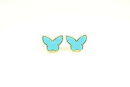 Mini Turquoise Gold Butterfly Earrings - $30.00