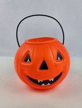 Jack o Lantern Blow Mold Candy Bucket Evil Teeth Pointed - Halloween Candy - £18.49 GBP