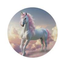 Unicorn &amp; Rainbow Artwork - Whimsical Pastel Design Round Rug - $149.60