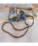 Cross Necklace Pendant Walnut 4mm Unisex Pendant 24BC4 - $302.21 MXN