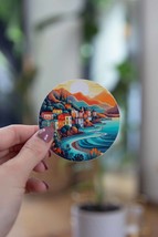 Mediterranean Coastal Town Sticker - 3x3 Inch // Waterproof &amp; Durable Vinyl Stic - $2.99