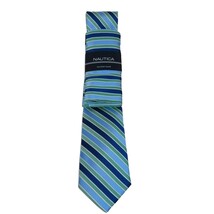 Men's Nautica Tie and Hankie Set Woven Silky Feel #Nautica-7 Green Blue image 4