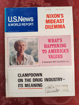 U S NEWS World Report Magazine June 24 1974 America&#39;s Values? Claire Boo... - $14.40