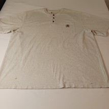 Carhartt Shirt Men&#39;s 2XL Beige Button Henley Short Sleeve Shirt Workwear... - $165.69 MXN