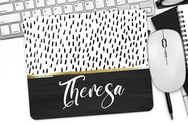 Black And White Mouse Pad, Minimalist Desk Decor, Personalized Mouse Pad, Cowork - £11.98 GBP