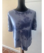 Cupio Womens Puff Short Sleeve Blue Tye Dye Top Size X-Large - £11.16 GBP