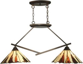 Dale Tiffany Ripley 2-Light Island Fixture, Glass Copper Bronze Metal Modern - £324.78 GBP