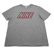 Nike Shirt Mens XL Gray Red Workout Gym Tee Short Sleeve Crew Neck - £14.81 GBP