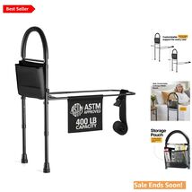 Adjustable Safety Bed Rails for Seniors in Black with Non Slip Hand Bar - $61.33