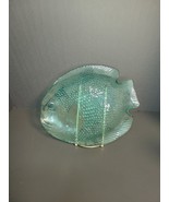 Quirky Retro Green Glass Fish 10&quot; Plate Raised Pattern Beachy Vibe - £7.89 GBP