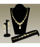 3W945 - Gold Brass Jewelry Sets with AAA Grade CZ  in Clear - $228.45 CAD