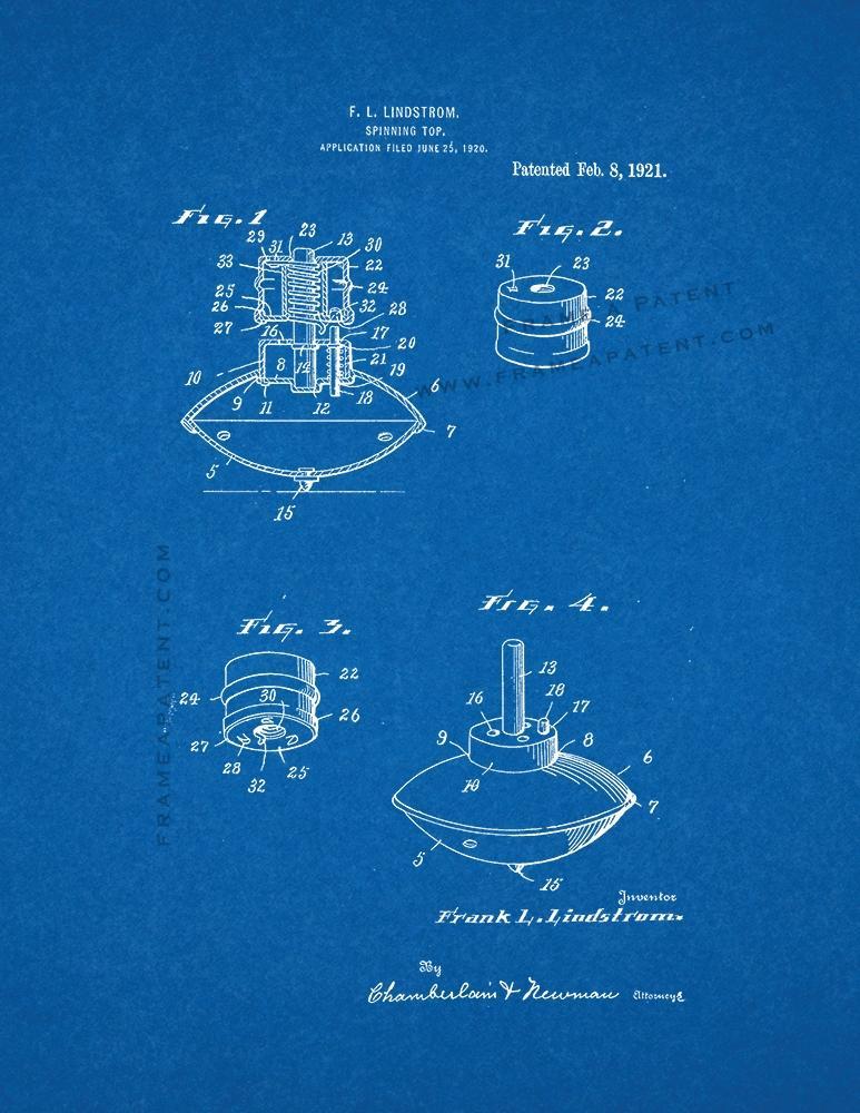 Spinning Top Patent Print - Blueprint