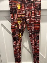 LULAROE LLR TALL &amp; CURVY LEGGINGS RED YELLOW AND BLACK GEOMETRIC SHAPES ... - £31.91 GBP