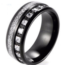 (New With Tag) Blue Titanium Meteorite Ring With Cubic Zirconia - Price for one  - £55.94 GBP