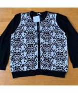 Croft and Barrow Black Silver Velvet Button Classic Cardigan Sweater, Si... - $439.74 MXN