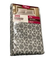 Better Homes &amp; Gardens 300 Thread Count 2-PC KING Pillowcases 100% COTTON Gray - £11.89 GBP