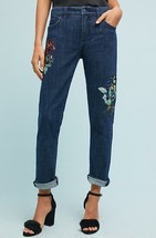 NWT $158 Pilcro Mid-Rise Slim Boyfriend Jeans Sequin Embroidery Size 26 - £33.83 GBP