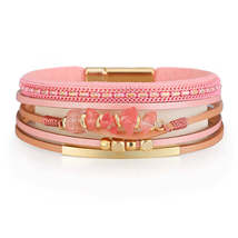 Pink Resin Beads &amp; 18K Gold-Plated Layered Bracelet - £11.57 GBP