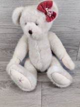 Vintage White Boyds Snowflake Teddy Bear With Red Bow 1988-2002-Cute - £11.28 GBP