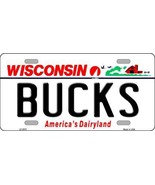 Bucks Wisconsin Novelty State Background Metal License Plate - £15.14 GBP