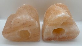 Himalayan Salt Pair of Heart Shaped Candle Holders 5x5.25 x2.75 NEW!  Free Ship! - £22.34 GBP