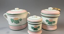 2 Caleca Italy Collinia Hand Painted Canisters W/Matching Pot - $32.67