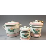 2 Caleca Italy Collinia Hand Painted Canisters W/Matching Pot - $32.67