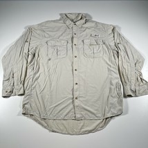 World Wide Sportsman Button Down Shirt Mens 2XL Beige Fishing Vented Breathable - £14.68 GBP
