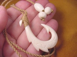 #MA-07 Maori Style Fish Hook Aceh Organic Detailed Pendant Jewelry Necklace - £29.97 GBP