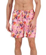 Club Room Men's Tropical 7" Swim Shorts Pink Rose-XL - $8.54