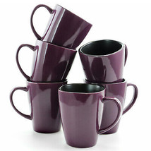 Elama Mulberry 14 oz Stoneware Mugs in Purple Set of 6 - $41.58