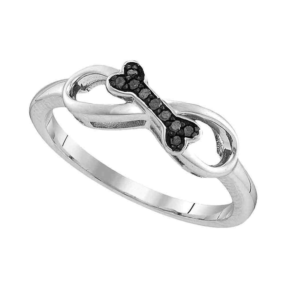 Sterling Silver Womens Round Black Color Enhanced Diamond Dog Bone Infin... - $31.00