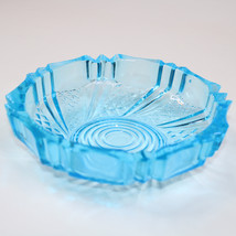 VINTAGE Light Blue Pressed Pattern Glass Ashtray Or Candy Dish Rare  - $13.30 CAD