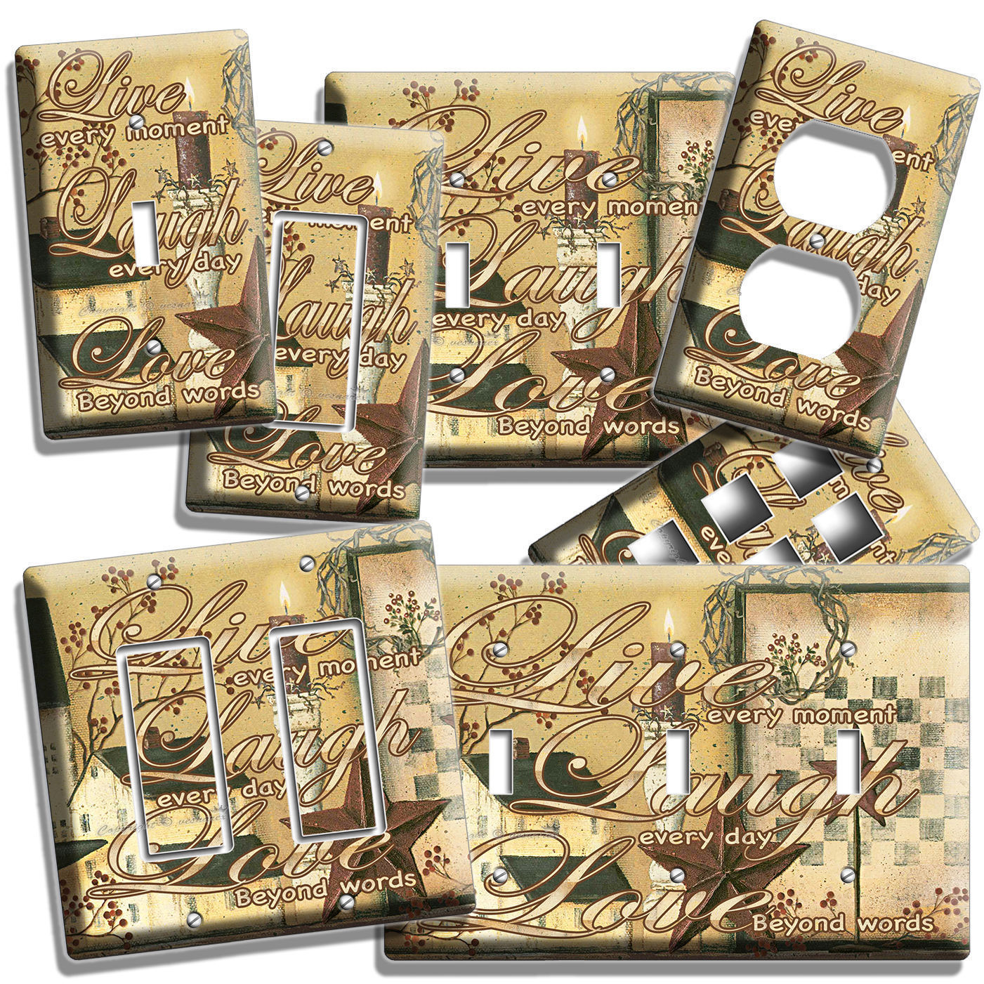 LIVE LAUGH LOVE LIGHT SWITCH WALL PLATE OUTLET COUNTRY DECOR LIVING ROOM BEDROOM