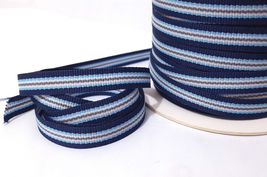 3/8" 9mm wide- 5-50yds Deep Blue Light Blue & Grey Stripes Grosgrain Ribbon GR12 - £4.77 GBP+