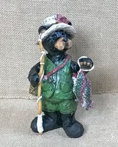 Resin Fisherman Black Bear Figurine Gone Fishing Novelty - $8.91