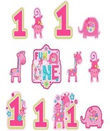 Wild Fun to be One Birthday Cutout Wall Decorations Pink Girls 1st Party... - $112.14 MXN
