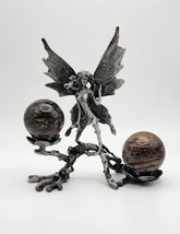 Fairy Double Sphere Pewter Color With Garden Quartz Spheres Included  - £37.03 GBP