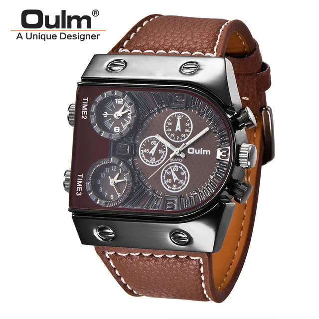 Watches Mens Quartz Casual Leather Strap Wristwatch Sports Multi-Time Zo... - $35.59