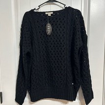 Women&#39;s Cozy Casual black cable knit pullover Sweater round neckline siz... - $23.76