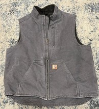 Vintage Carhartt Vest Mens XL Granite Gray Canvas Sherpa Lined Mock Neck... - $60.00