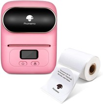Phomemo-M110 Thermal Label Maker With One 50 X 50 Mm Label, Wireless, Pink. - £70.72 GBP