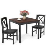 3-Piece Dining Table Set Wooden Square Kitchen Table for 2 People-Brown ... - $4,870.16 MXN