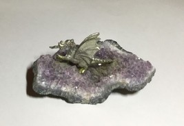 Fire Breathing Dragon Miniature On Amethyst Quartz Platform 1.5” Tall - £3.78 GBP