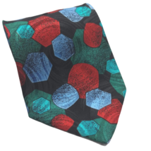 Stefano Milano Mens Necktie Geometric Black Blue Red Teal 100% Silk Novelty - £16.65 GBP