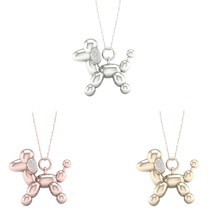 Solid S925 Silver 0.06Ct Diamond Balloon Poodle Dog Pet Necklace - £87.90 GBP